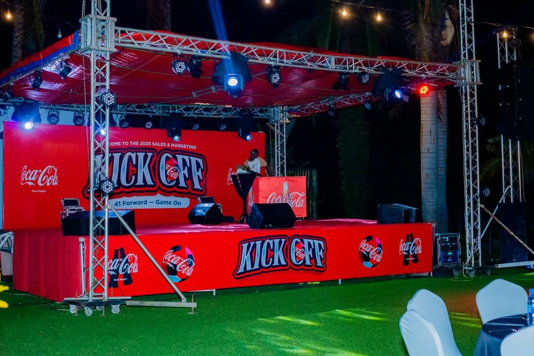 Illuminated Coca-Cola Kick Off event stage